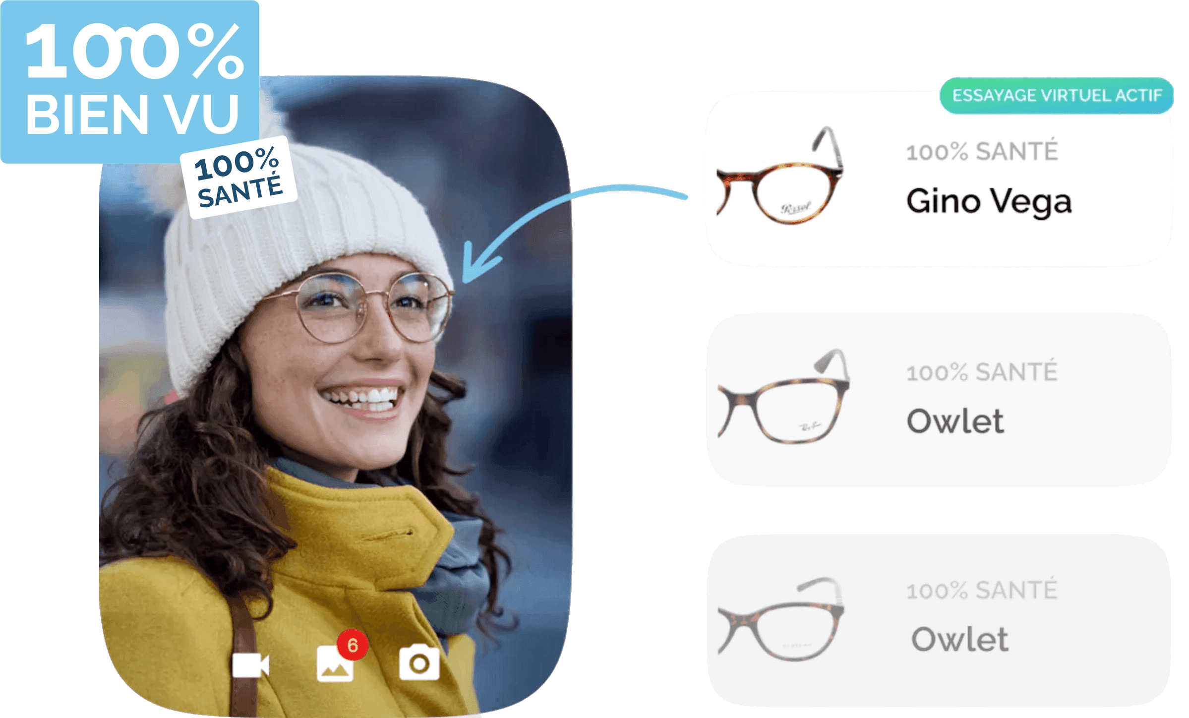 Smiling woman trying glasses